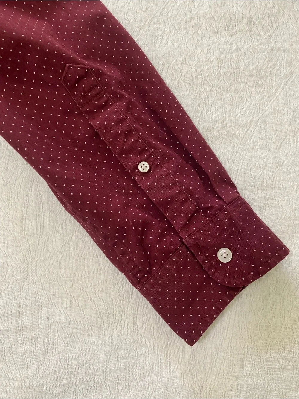 J.Crew Mens XL Slim Fit Polka Dot Button Down Shirt Burgundy Cotton Long Sleeve